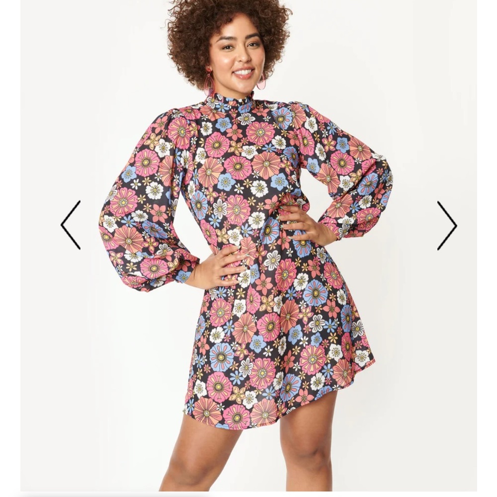 Smak Parlour Plus Size Black & Purple Floral Girl Talk Shift Dress